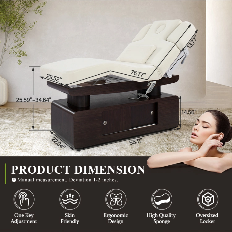 Curved Lash Extension Bed Electric Massage Table De Massage SPA Beauty Bed 4 Motors